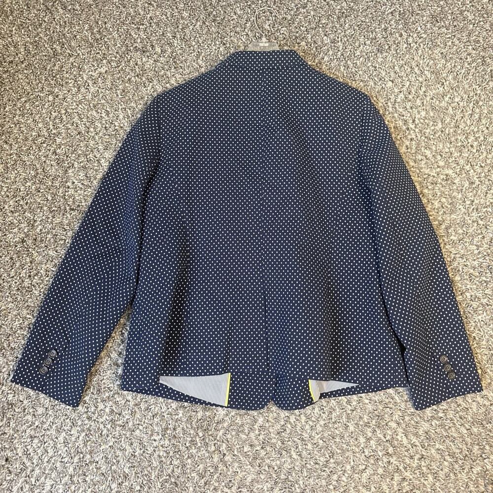 Talbots Navy Blue White Polka Dot Blazer Cotton Blend Size 16 Preppy Career - Picture 3 of 5
